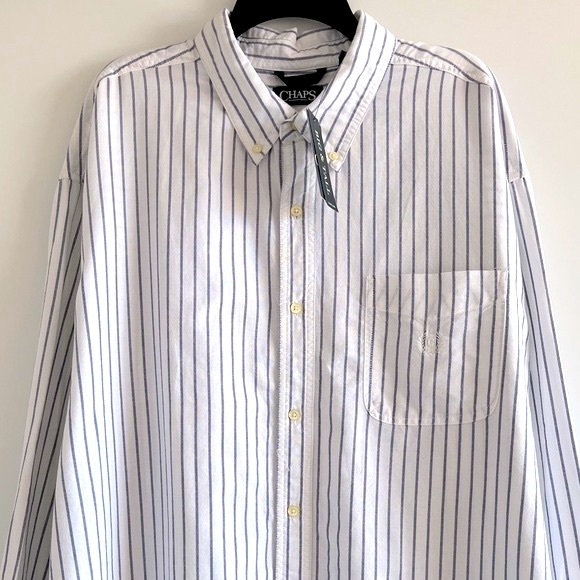 Chaps big & tall stripe cotton long sleeve shirt 3XB / 3TF - Picture 3 of 12